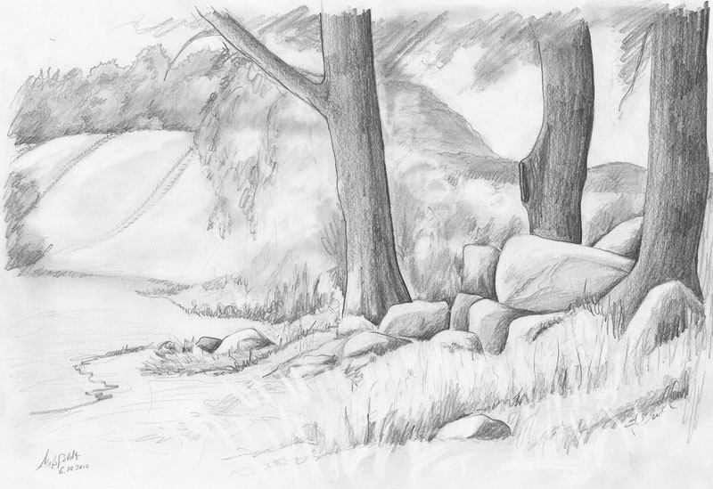 Dessin De Paysage Au Crayon De Papier Facile